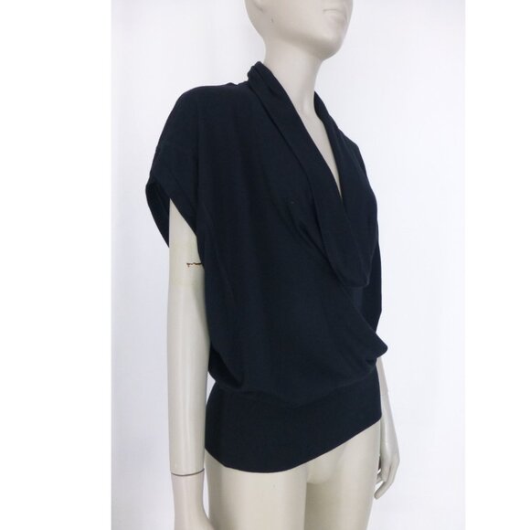 Lacoste + Malandrino Black Cowl Neck Top - Picture 2 of 10